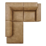 Atlas 3-Piece Vegan Leather Modular L-Shaped Sectional Sofa in Toast