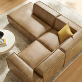 Atlas 3-Piece Vegan Leather Modular L-Shaped Sectional Sofa in Toast