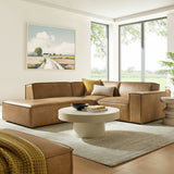 Atlas 3-Piece Vegan Leather Modular L-Shaped Sectional Sofa in Toast