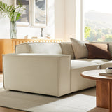 Atlas 3-Piece Performance Fabric Upholstered Modular L-Shaped Sectional Sofa in Ecru