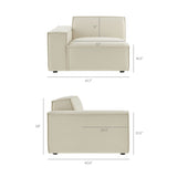 Atlas 3-Piece Performance Fabric Upholstered Modular L-Shaped Sectional Sofa in Ecru