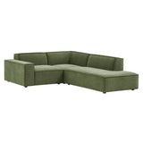 Atlas 3-Piece Performance Fabric Upholstered Modular L-Shaped Sectional Sofa in Foliage