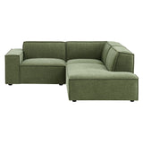Atlas 3-Piece Performance Fabric Upholstered Modular L-Shaped Sectional Sofa in Foliage