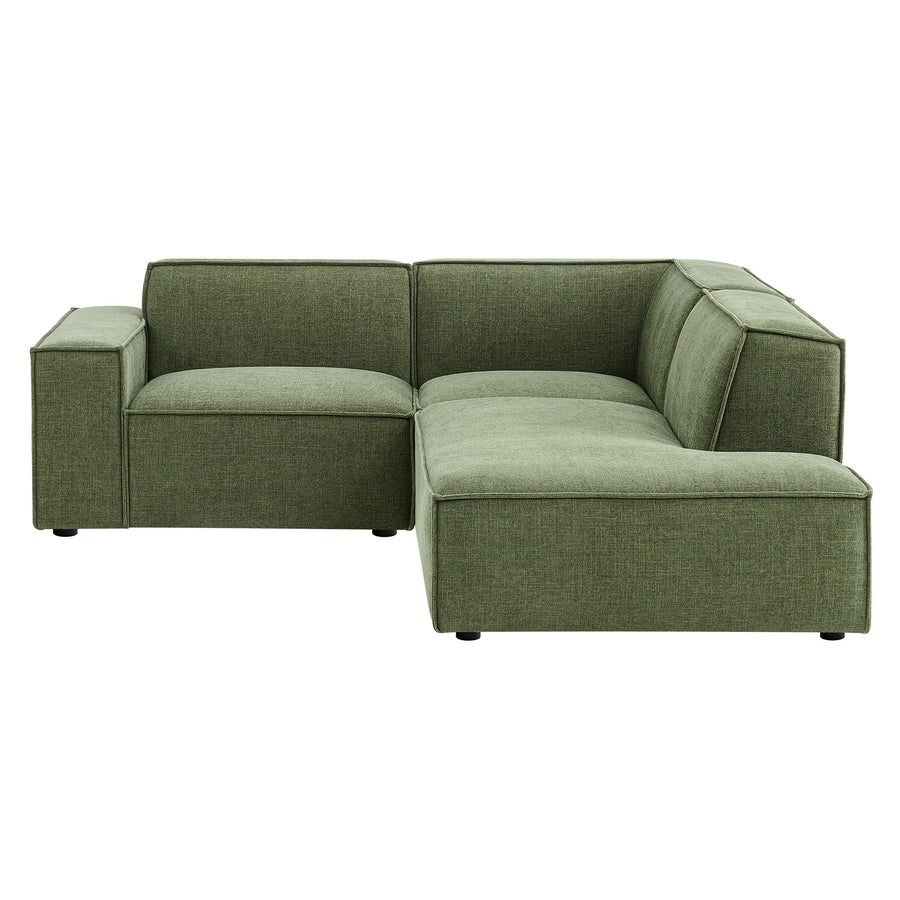 Atlas 3-Piece Performance Fabric Upholstered Modular L-Shaped Sectional Sofa in Foliage