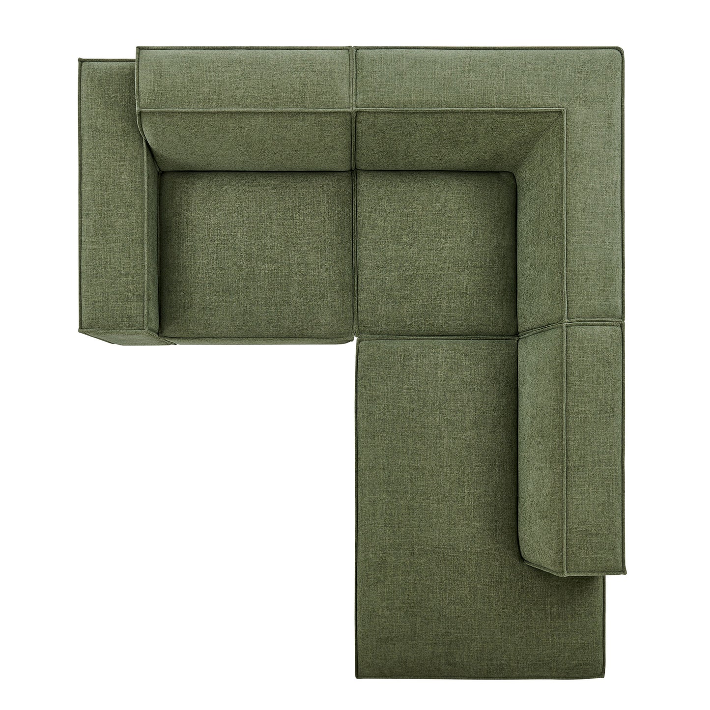 Atlas 3-Piece Performance Fabric Upholstered Modular L-Shaped Sectional Sofa in Foliage