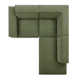 Atlas 3-Piece Performance Fabric Upholstered Modular L-Shaped Sectional Sofa in Foliage