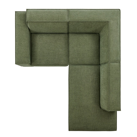 Restore 3-Piece Performance Fabric Upholstered Modular L-Shaped Sectional Sofa in Foliage