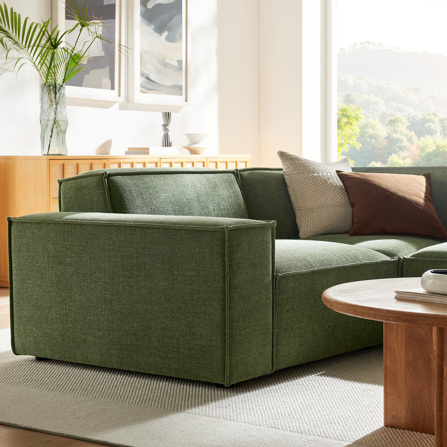Atlas 3-Piece Performance Fabric Upholstered Modular L-Shaped Sectional Sofa in Foliage