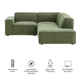 Atlas 3-Piece Performance Fabric Upholstered Modular L-Shaped Sectional Sofa in Foliage