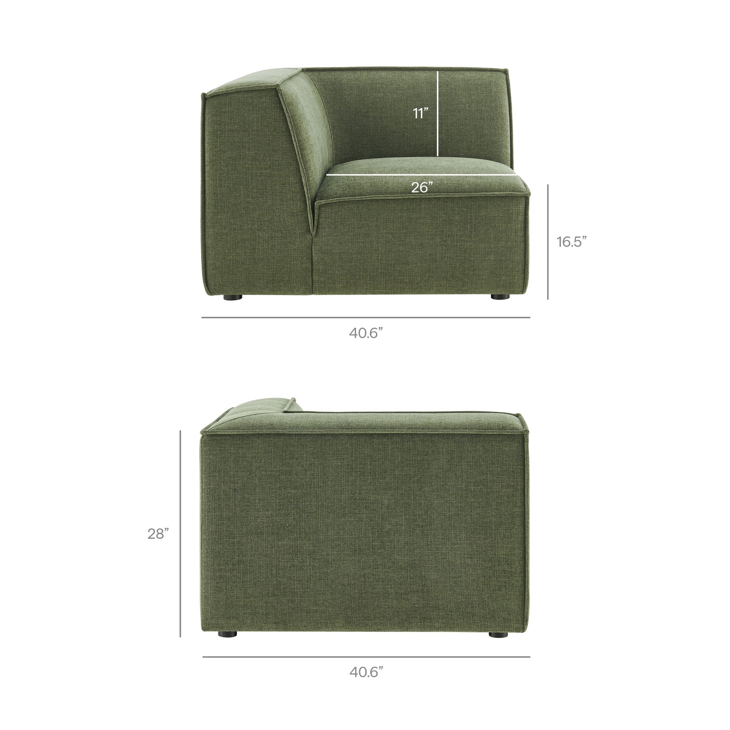 Atlas 3-Piece Performance Fabric Upholstered Modular L-Shaped Sectional Sofa in Foliage