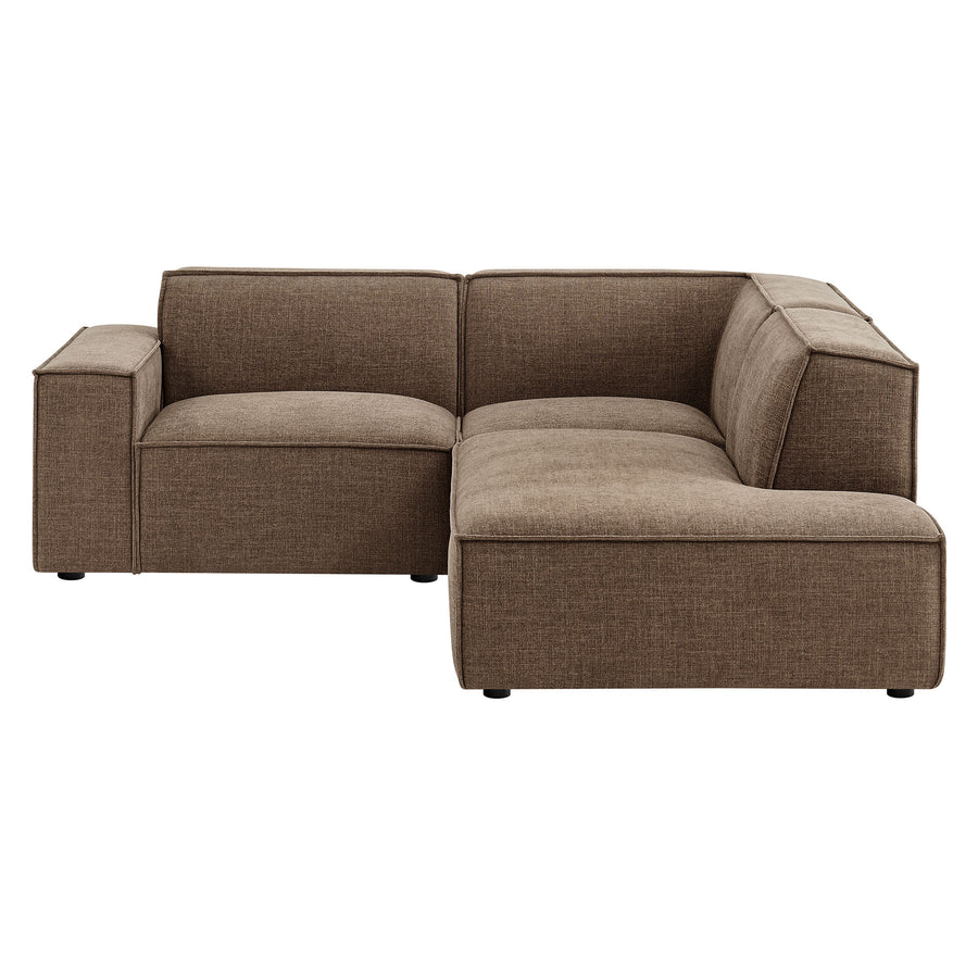 Atlas 3-Piece Performance Fabric Upholstered Modular L-Shaped Sectional Sofa in Mocha