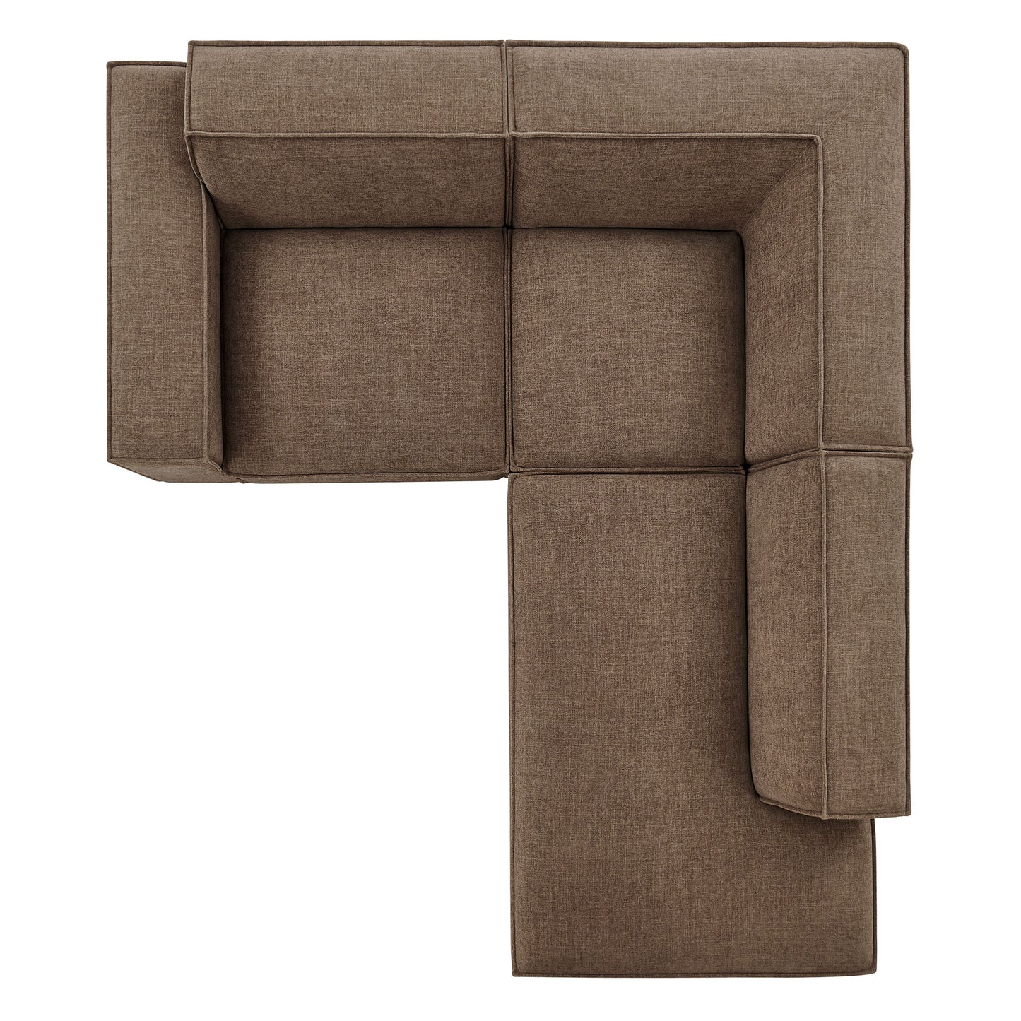 Atlas 3-Piece Performance Fabric Upholstered Modular L-Shaped Sectional Sofa in Mocha