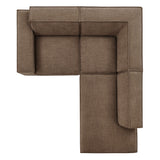 Atlas 3-Piece Performance Fabric Upholstered Modular L-Shaped Sectional Sofa in Mocha