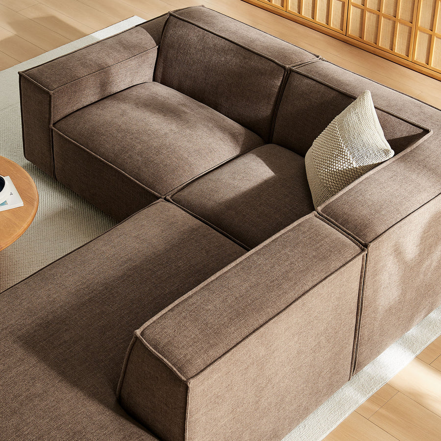 Atlas 3-Piece Performance Fabric Upholstered Modular L-Shaped Sectional Sofa in Mocha