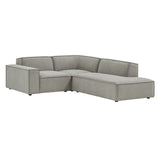 Atlas 3-Piece Performance Fabric Upholstered Modular L-Shaped Sectional Sofa in Pewter