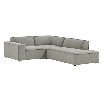 Restore 3-Piece Performance Fabric Upholstered Modular L-Shaped Sectional Sofa in Pewter