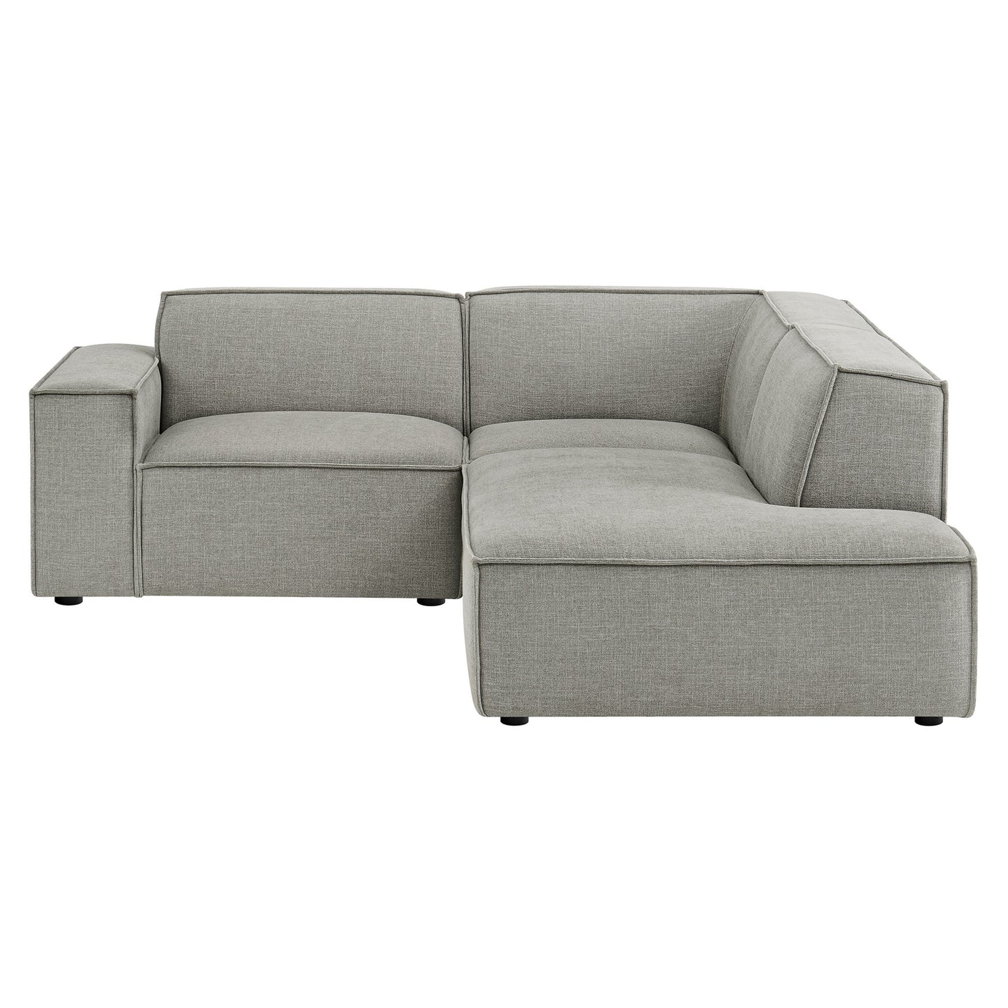 Atlas 3-Piece Performance Fabric Upholstered Modular L-Shaped Sectional Sofa in Pewter