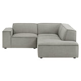 Atlas 3-Piece Performance Fabric Upholstered Modular L-Shaped Sectional Sofa in Pewter