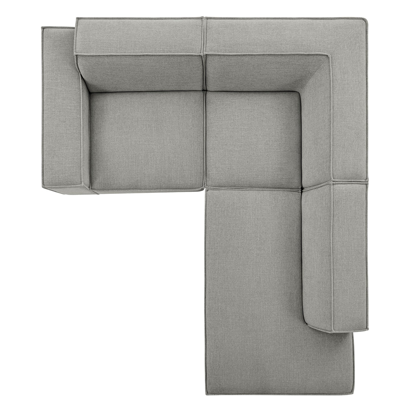 Atlas 3-Piece Performance Fabric Upholstered Modular L-Shaped Sectional Sofa in Pewter