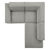 Atlas 3-Piece Performance Fabric Upholstered Modular L-Shaped Sectional Sofa in Pewter