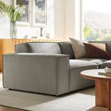 Atlas 3-Piece Performance Fabric Upholstered Modular L-Shaped Sectional Sofa in Pewter