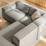 Atlas 3-Piece Performance Fabric Upholstered Modular L-Shaped Sectional Sofa in Pewter