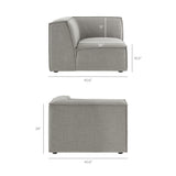Atlas 3-Piece Performance Fabric Upholstered Modular L-Shaped Sectional Sofa in Pewter