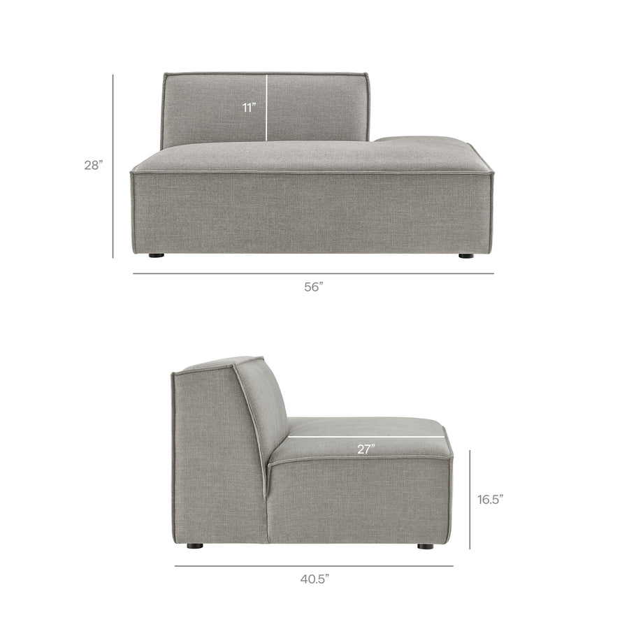 Atlas 3-Piece Performance Fabric Upholstered Modular L-Shaped Sectional Sofa in Pewter