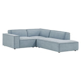 Atlas 3-Piece Performance Fabric Upholstered Modular L-Shaped Sectional Sofa in Sky