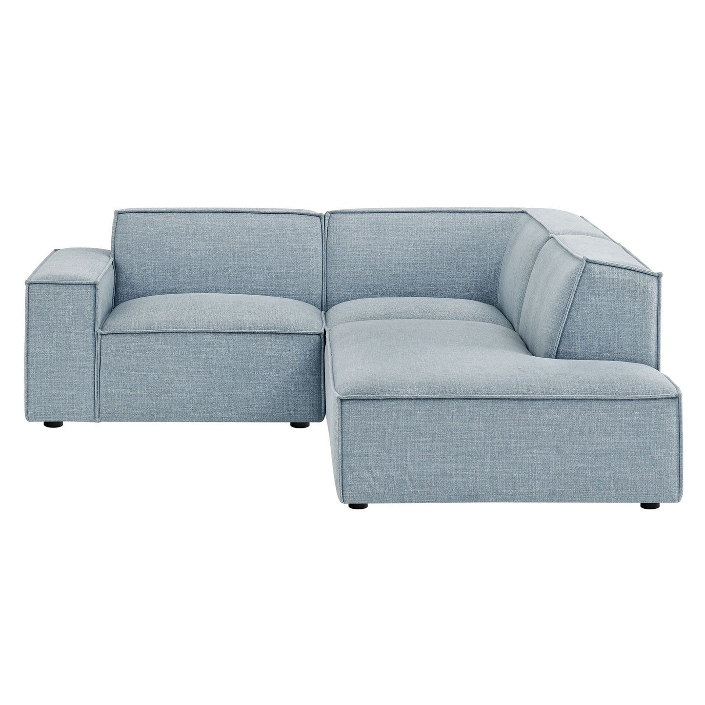 Atlas 3-Piece Performance Fabric Upholstered Modular L-Shaped Sectional Sofa in Sky