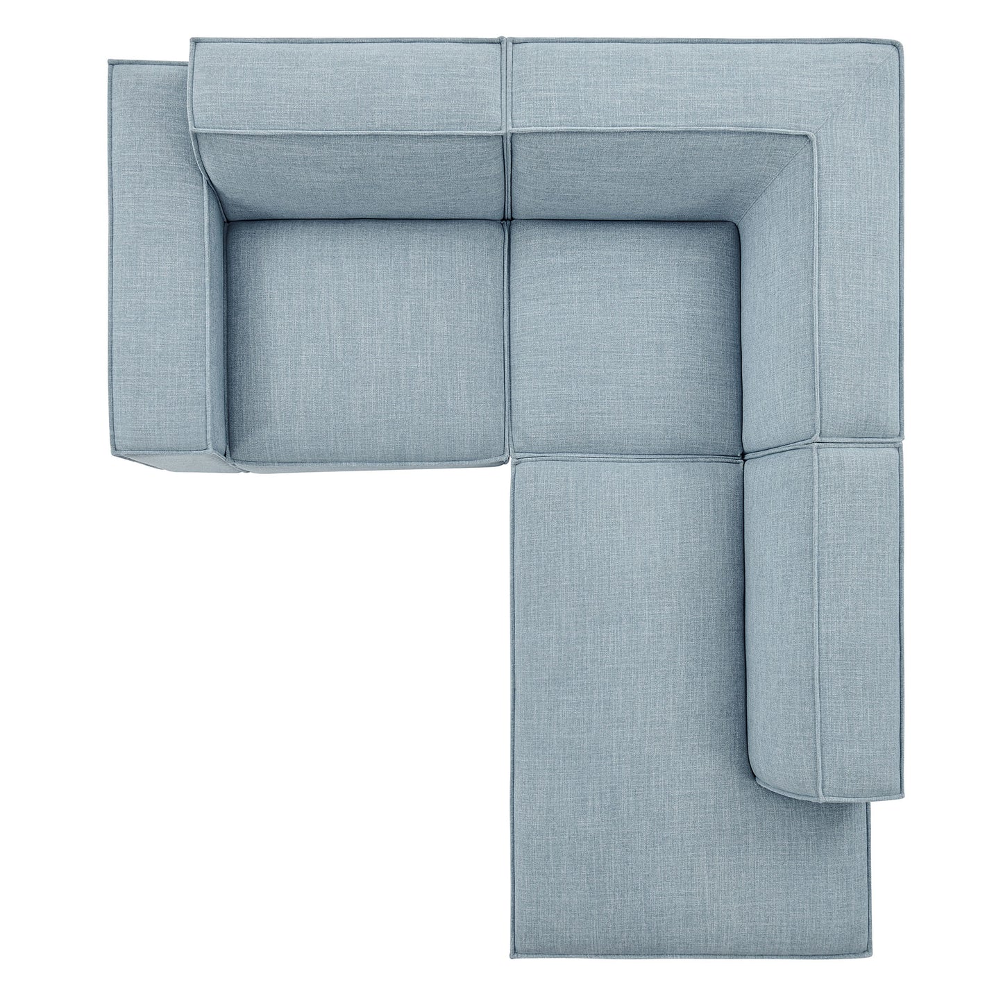 Atlas 3-Piece Performance Fabric Upholstered Modular L-Shaped Sectional Sofa in Sky