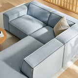 Atlas 3-Piece Performance Fabric Upholstered Modular L-Shaped Sectional Sofa in Sky