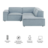 Atlas 3-Piece Performance Fabric Upholstered Modular L-Shaped Sectional Sofa in Sky