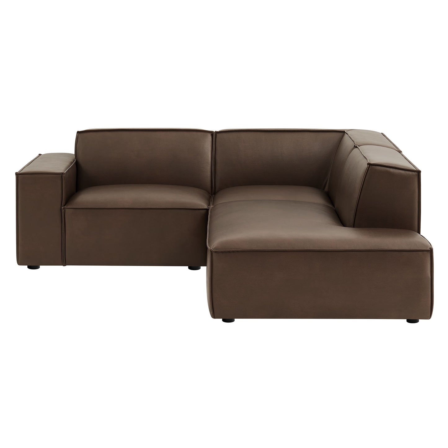 Atlas 3-Piece Vegan Leather Modular L-Shaped Sectional Sofa in Espresso