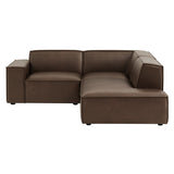 Atlas 3-Piece Vegan Leather Modular L-Shaped Sectional Sofa in Espresso