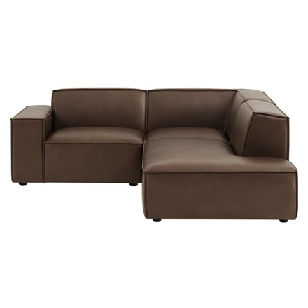 Restore 3-Piece Vegan Leather Modular L-Shaped Sectional Sofa in Espresso