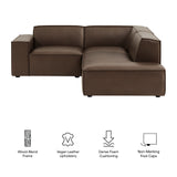 Atlas 3-Piece Vegan Leather Modular L-Shaped Sectional Sofa in Espresso