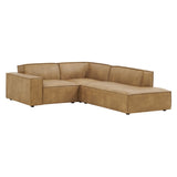 Atlas 3-Piece Vegan Leather Modular L-Shaped Sectional Sofa in Toast