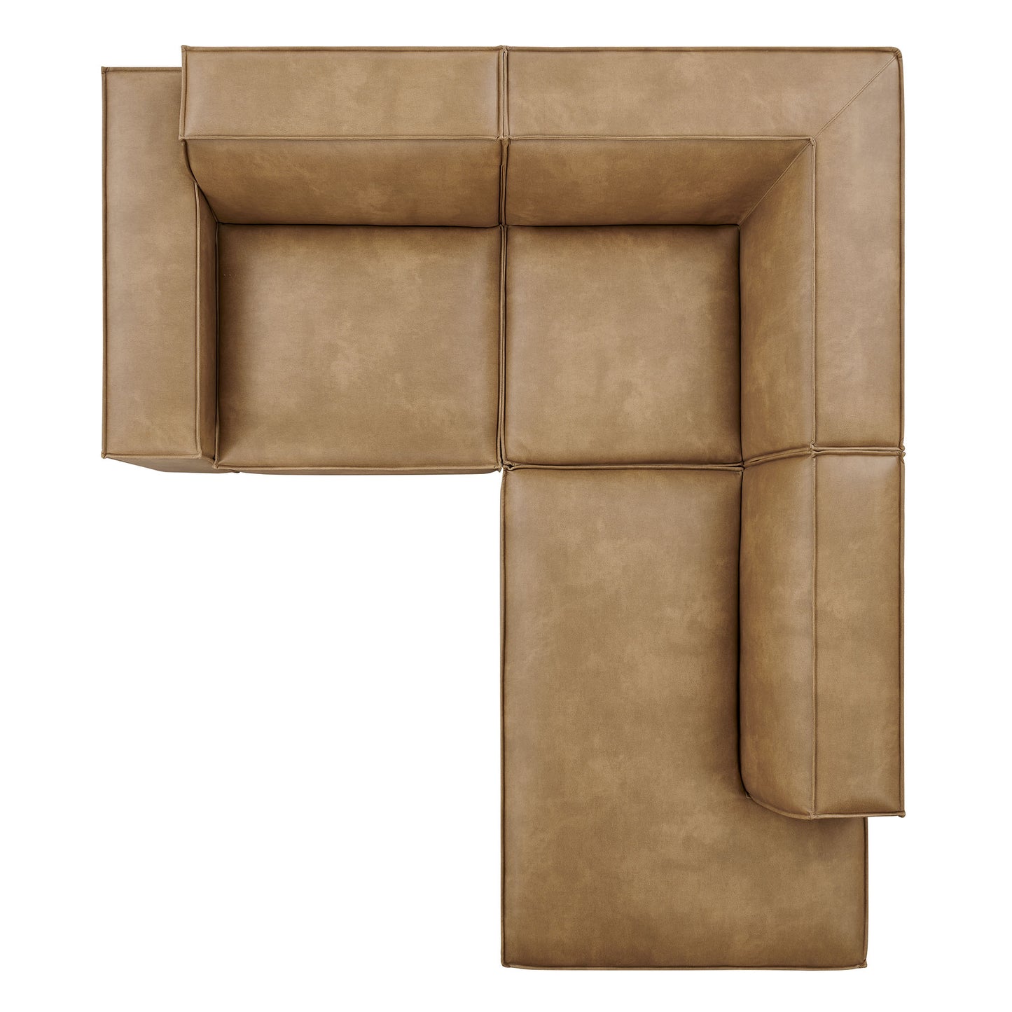 Atlas 3-Piece Vegan Leather Modular L-Shaped Sectional Sofa in Toast
