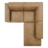 Atlas 3-Piece Vegan Leather Modular L-Shaped Sectional Sofa in Toast
