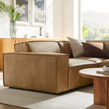 Atlas 3-Piece Vegan Leather Modular L-Shaped Sectional Sofa in Toast