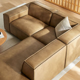 Atlas 3-Piece Vegan Leather Modular L-Shaped Sectional Sofa in Toast