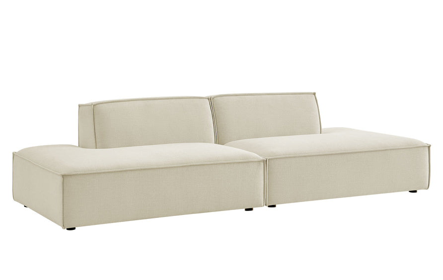 Atlas 2-Piece Performance Fabric Upholstered Modular Loveseat in Ecru