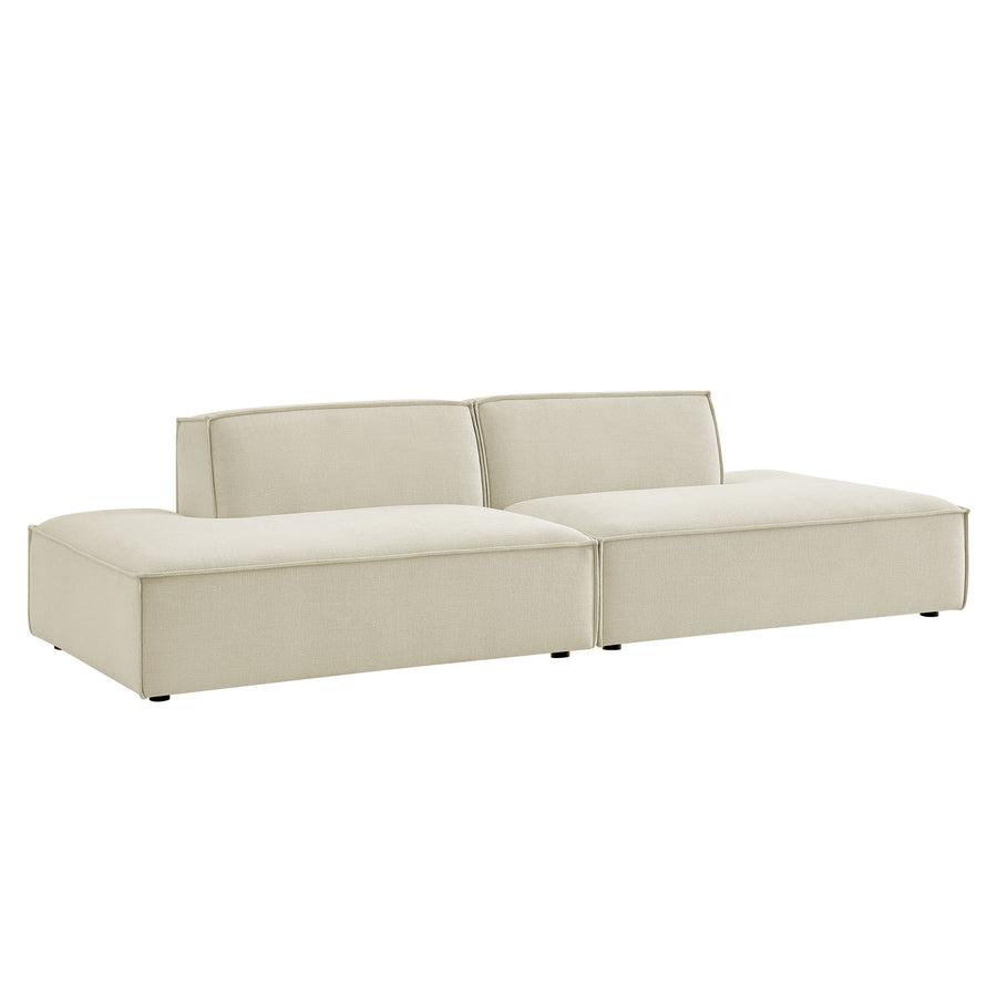 Atlas 2-Piece Performance Fabric Upholstered Modular Loveseat in Ecru
