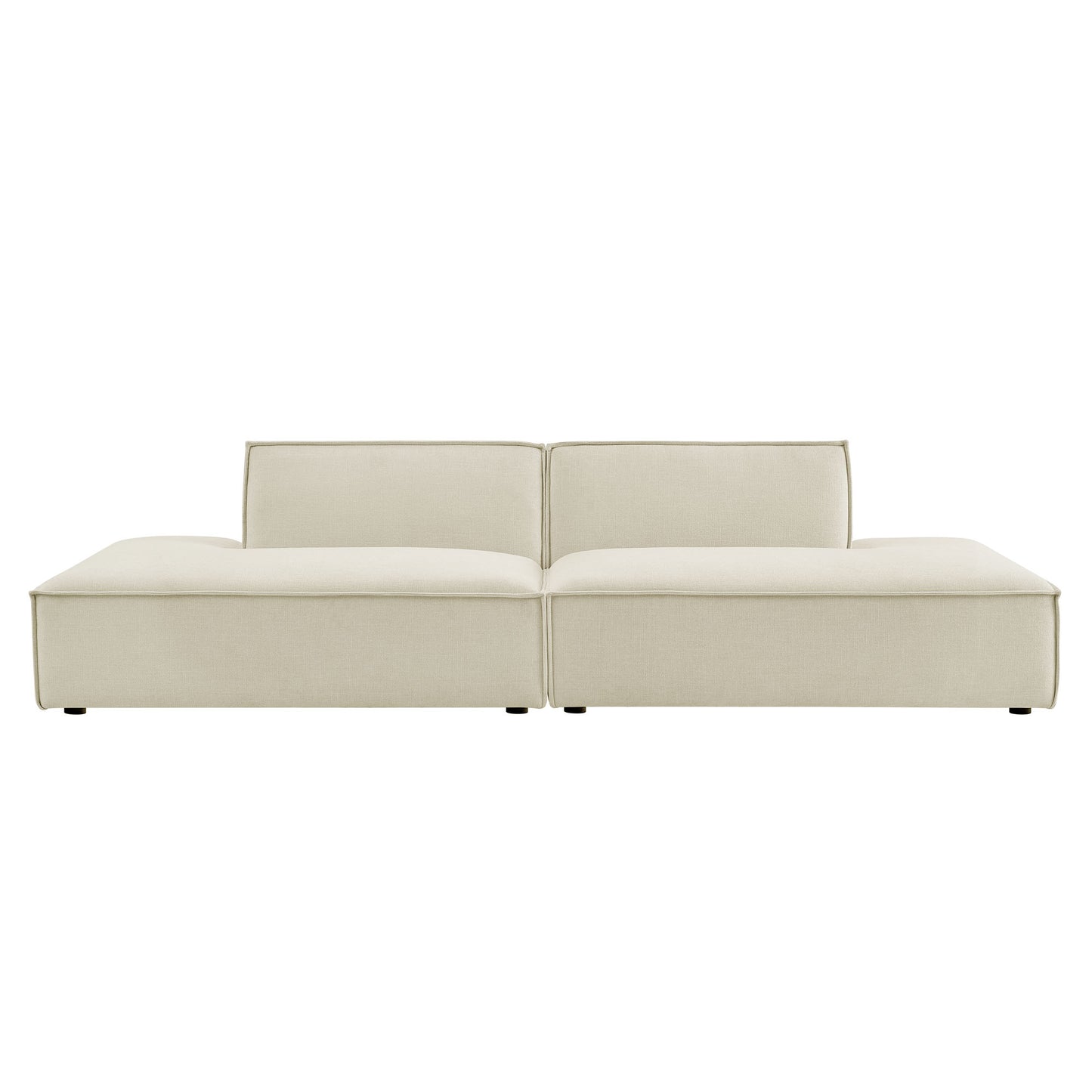 Atlas 2-Piece Performance Fabric Upholstered Modular Loveseat in Ecru
