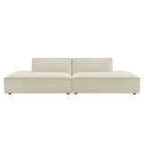 Atlas 2-Piece Performance Fabric Upholstered Modular Loveseat in Ecru