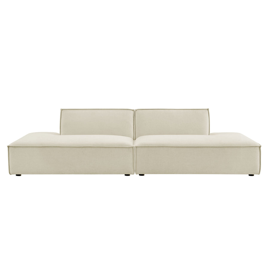Atlas 2-Piece Performance Fabric Upholstered Modular Loveseat in Ecru