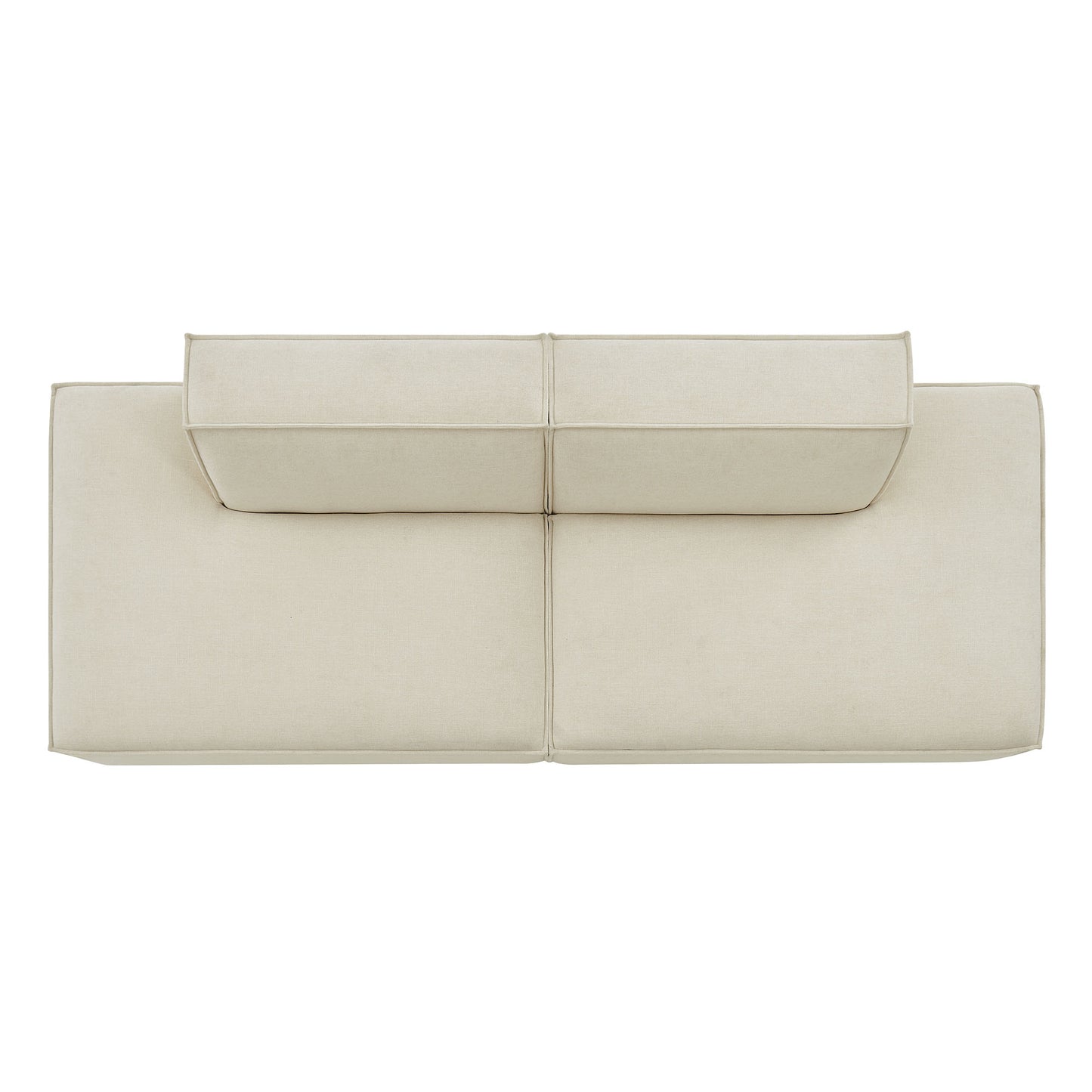 Atlas 2-Piece Performance Fabric Upholstered Modular Loveseat in Ecru