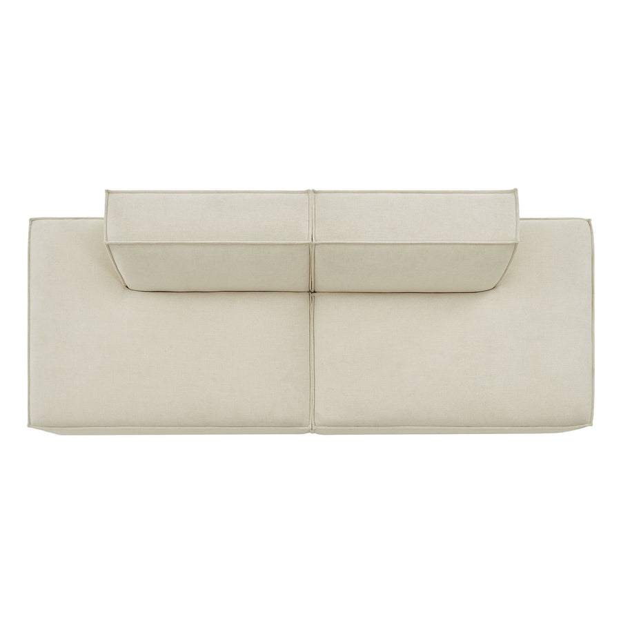 Atlas 2-Piece Performance Fabric Upholstered Modular Loveseat in Ecru