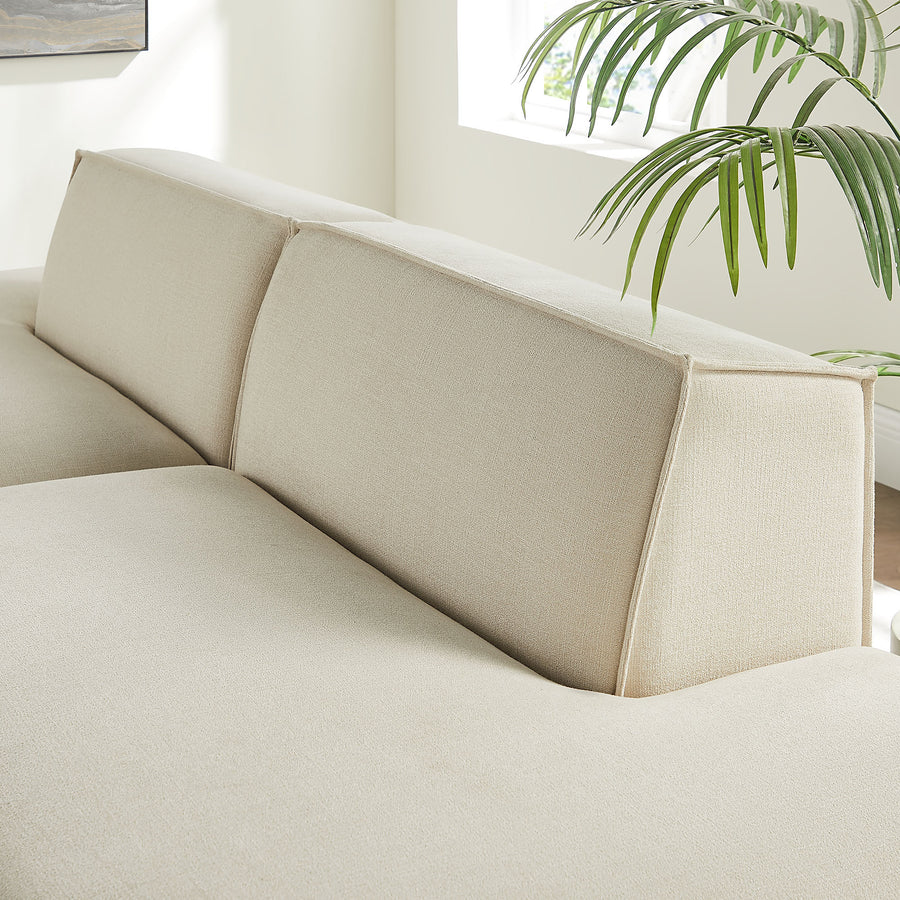 Atlas 2-Piece Performance Fabric Upholstered Modular Loveseat in Ecru